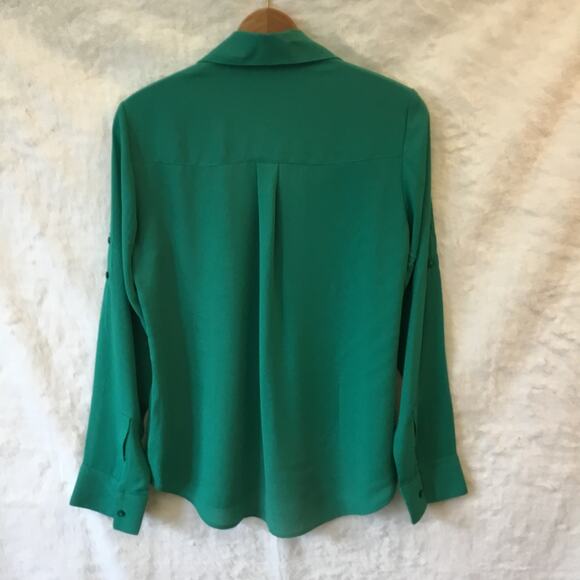 Express Green Long Sleeve Portfolio Button Shirt - Picture 6 of 11